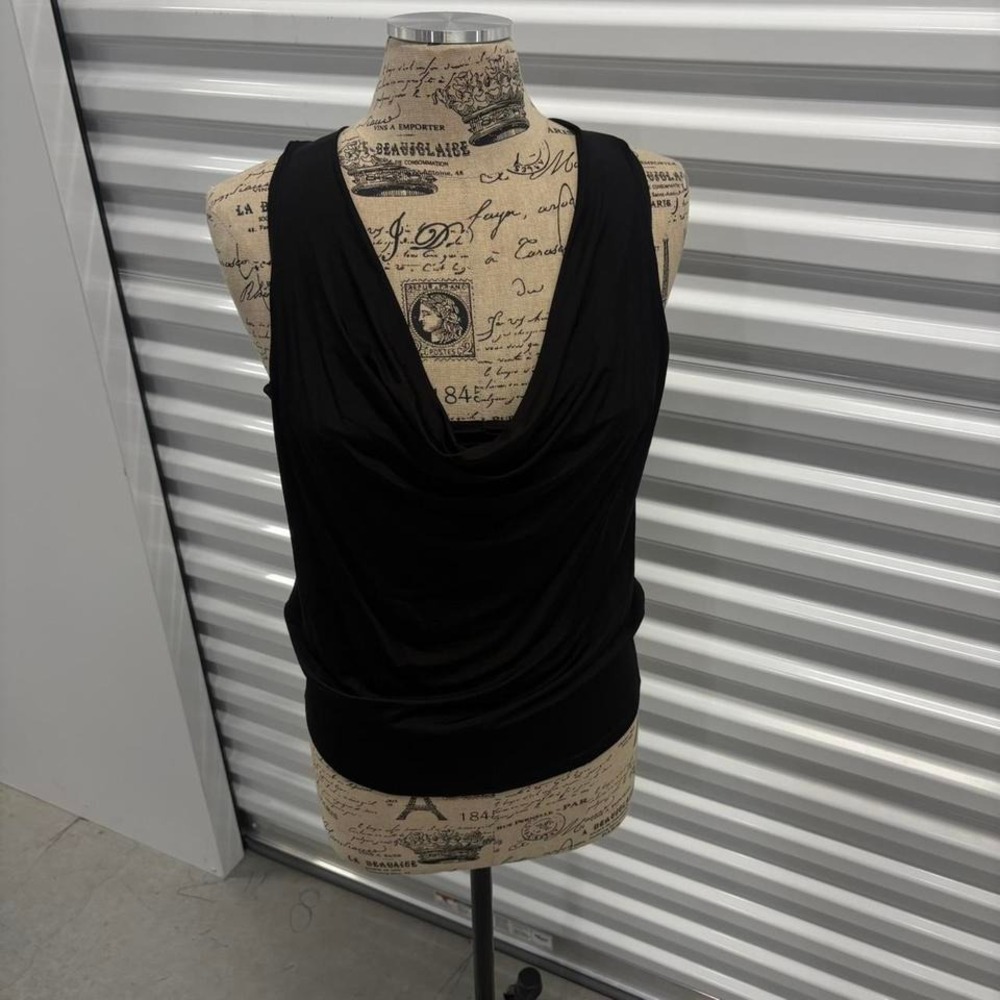 Bebe Black Cowl Neck Draped Sleeveless Tank Top Women's Size S